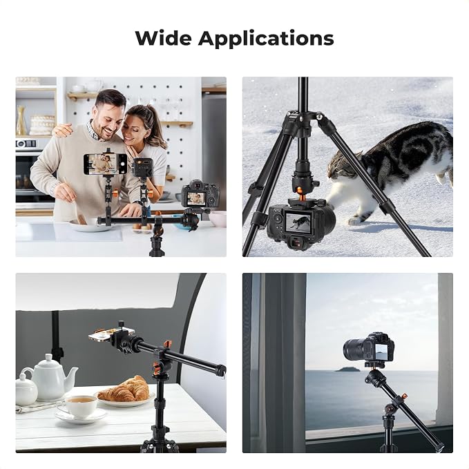 K&F Concept 76 in Overhead Camera Tripod | Rotatable Multi-Angle Center Column, Lightweight, 360 Degree Ball Head, Load Capacity 8kg/17.6lbs. O234A1+BH-36 - Image 6