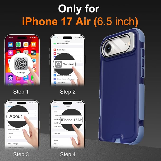 Follaroma Magnetic for iPhone 17 Air Case with Camera Stand, Blue-Purple | Built-in Glass Camera Cover Stand,Compatible with MagSafe,Heavy Duty Shockproof Protective,Military-Grade Anti-DropDual Case - Image 3