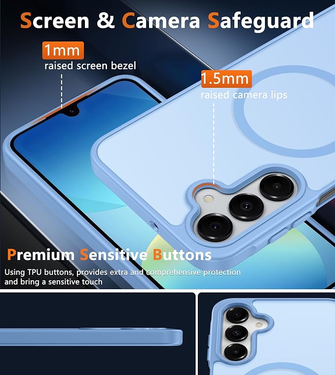 FNTCASE for Galaxy A26 5G Phone Case, Fit for Magsafe, Screen Protector | Translucent Matte, 14FT Military Grade Drop Protection, Slim Shockproof Protective, for Samsung A 26 4G Cover, Light Blue - Image 7