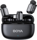 BOYA mini 2 Microphone for iPhone 5-14 with MFi Certified Lightning Plug | Lapel Microphone Wireless with AI Noise Cancellation, App Control, 30H Battery Life with Charging Case for Recording Vlogging by BOYA