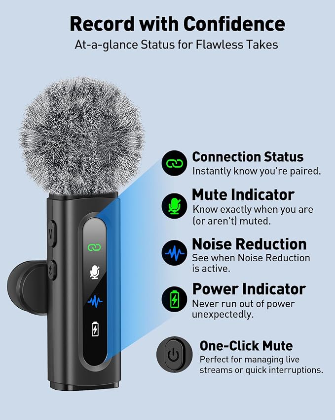 USB C Lavalier Microphone Wireless AI Noise Cancellation Mini Mic for Type-C Android, iPhone 17/16/15, Tablet, PC, Video Recording Clip-on Mics with Rotatable Clip, Ideal for TikTok, YouTube, Podcast - Image 5