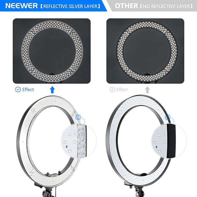 Neewer 18-Inch Ring Light, 55W Dimmable 5500K Light with 240 LEDs Color Filter, Soft Tube and Carrying Bag for YouTube, TikTok, Selfies and Photography, Compatible with Camera and Smartphones | Color Filter, Soft Tube, Carrying Bag, for YouTube TikTok,... - Image 7