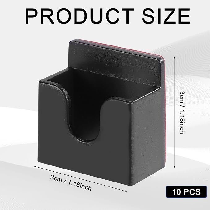 10pcs Walkie Talkies Belt Clip Holder | Black Walkie Talkie Car Mount Handheld Radio Holder with Back Adhesive for Most Handheld Intercom - Image 2