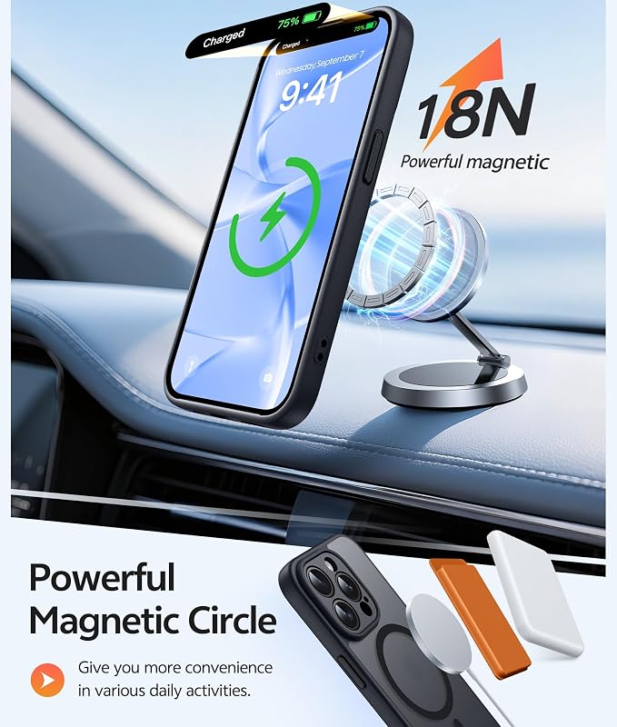 FNTCASE for iPhone 15 Pro Max Case, Fit for Magsafe, Glass Screen Protector | Full Camera Protection, Translucent Matte, 14FT Military Grade Drop Proof, Shockproof Protective Phone Cover, Black - Image 3