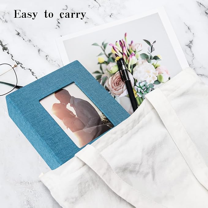Vienrose 4x6 Photo Album,100 Pockets,Linen Cover with Window,Sky Blue | Cover Window, Acid Free Pages, Linen Hardcover, Baby Wedding Family Photos - Image 4