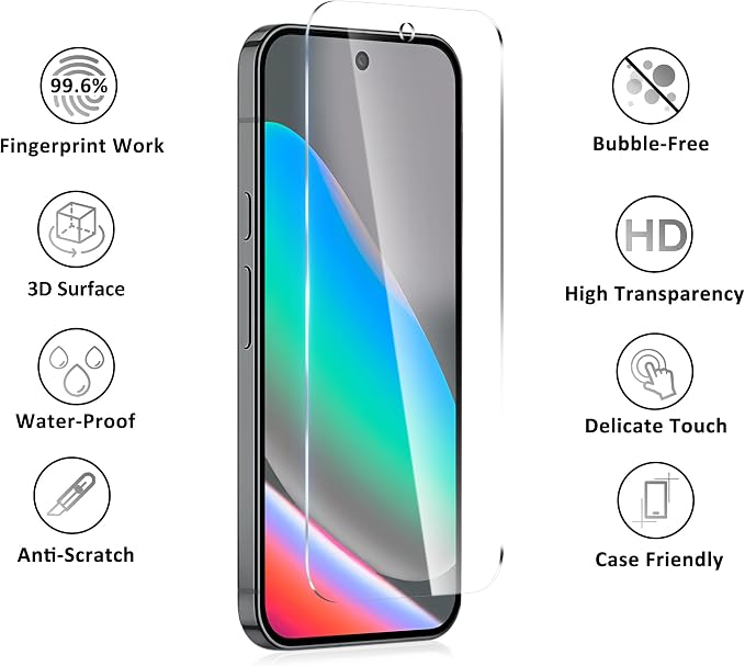 3 Pack for Google Pixel 10 Screen Protector | Case Friendly Tempered Glass Film, Fingerprint Unlock, HD Clear, Phone Case Fit - Image 7