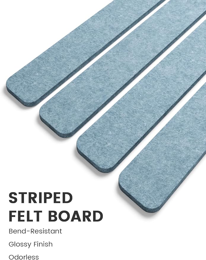 Fluxynara 13" x 2" Felt Wall Panels, Dusty Blue | 5-Pack Includes 35 Push Pins and Adhesive Tabs for Photos, Notes and Decor in Bedroom Doors, Home Office or Studios - Image 3