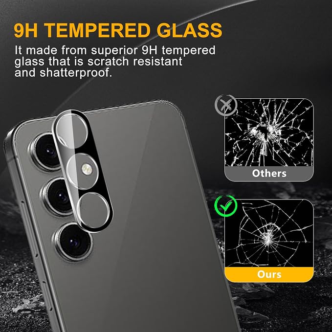 3 Pack Camera Lens Protector for Samsung Galaxy S24 Fe | Tempered Glass,Anti-Fingerprint,9H Hardness,Scratch Resistant,Easy to Install,Bubble Free,HD Clarity - Image 7