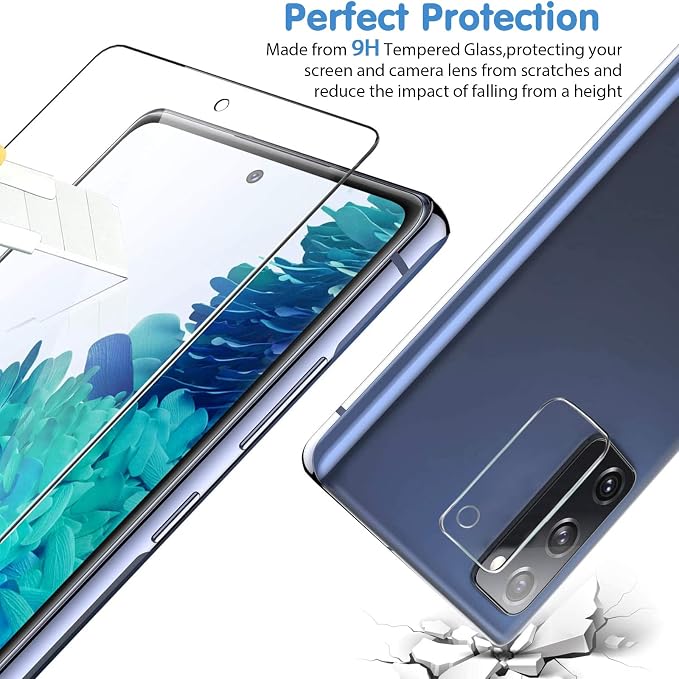 Galaxy S20 FE Screen Protector and Camera Protector, [3 Screen Protectors+3 Camera Protectors][Support Fingerprint] Tempered Glass Screen Protector for Samsung Galaxy S20 FE 5G/4G - Image 6