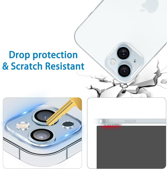 Dengduoduo 3 Pack Tempered Glass Camera Lens Protector for iPhone 15 6.1" & for iPhone 15 Plus 6.7", Ultra HD, 9H Hardness, Anti-Scratch, Case Friendly, Easy to Install [No Affect on Night Shots] - Image 5