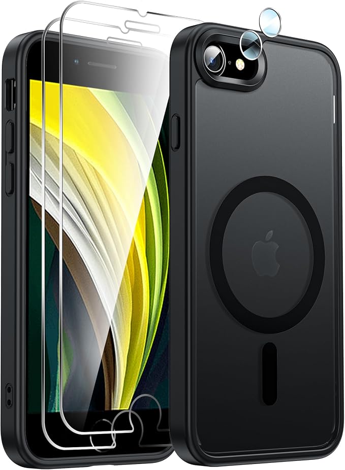LeYi for iPhone SE 2022/2020 Case: iPhone-8/ iPhone 7 Phone Case, Compatible with Magsafe SE3 3rd Generation SE2 2nd Gen Matte Slim Protective with 2 Screen Protectors + 2 Camera Covers, Black - Image 7