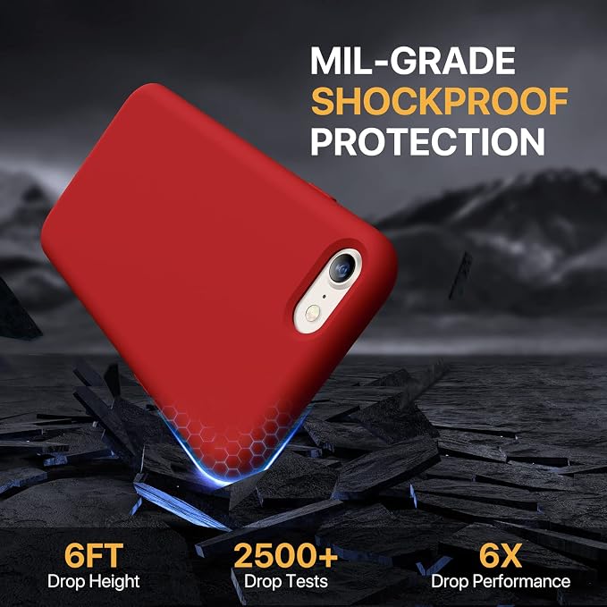 Miracase Silicone for iPhone SE 2022/SE 2020/7/8 Case,Red | Ultra Slim Cover with Screen Protector, Soft Microfiber Lining, Multi-Color Premium Silicone Shockproof Phone Case - Image 8