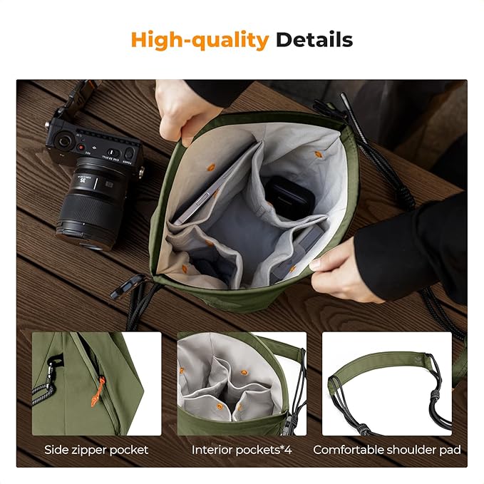 K&F CONCEPT Camera Sling Bag Small Camera Compact Case | Cute Soft Camera Pouch, Handbag, for Urban Street Photography, BS05 - Image 4