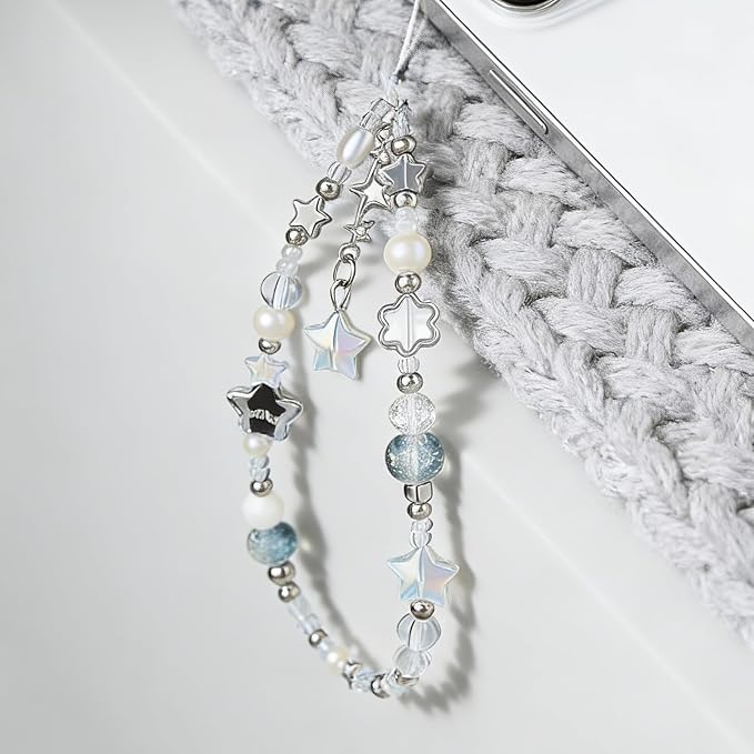 Cute Beaded Camera Wrist Strap for Phone, Digital Camera Charm Lanyard, Pearl Beaded Chain for Bag Keychain Gift - Image 4