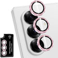 for Samsung Galaxy Z Fold 7 Camera Lens Protector, Individual Metal Ring Tempered Glass Lens Cover, [Strong Adsorption] Scratch Resistant Ultra-Thin HD Clear Lens Cover, 1 Set-Pink Sparkly by Btscase