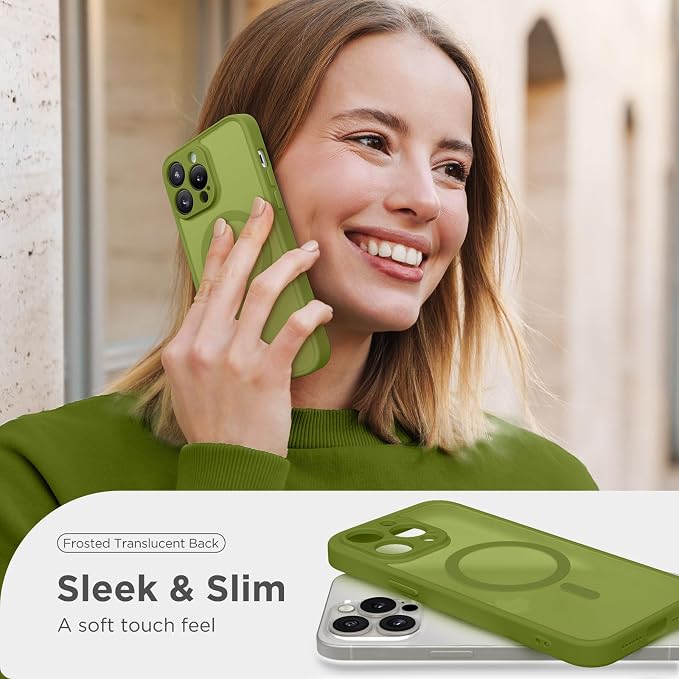 CAPRARO for iPhone 13 Pro Max Case, Compatible with MagSafe | Upgraded [Full Camera Protection] Shockproof Protective Slim Translucent Matte Magnetic Phone Case 6.7'', Cedar Green - Image 7