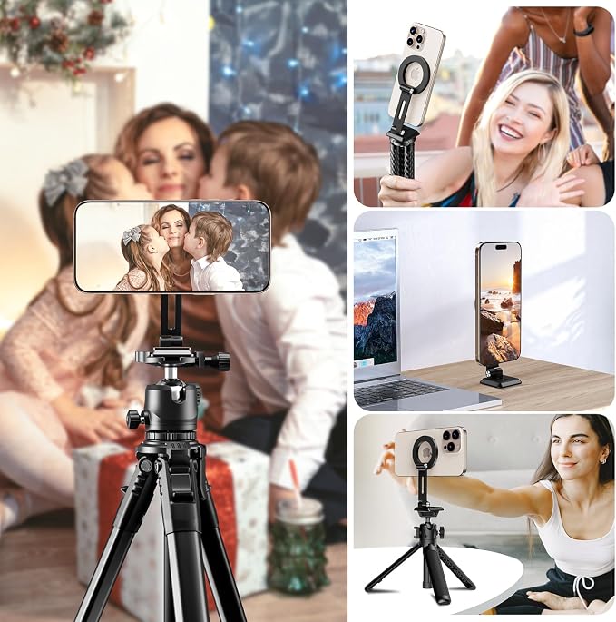elitehood Magnetic Phone Tripod Mount with Arca Port & 1/4-20 for Magsafe | Aluminum Adjustable iPhone Tripod Mount Attachment for Professional Camera Tripod Video Recording, Streaming, Vlogging - Image 7