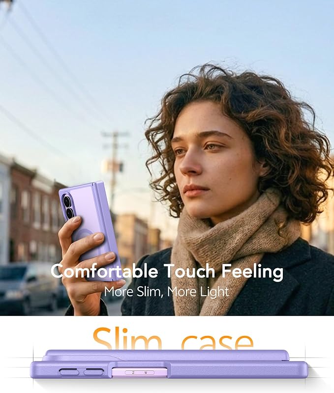 FNTCASE for Samsung Galaxy Z Fold 8 Case, Fit for Magsafe, Hinge Protection | Screen Protector, Translucent Matte Magnetic Back, 18FT Military Grade Drop Proof, Protective Phone Cover, Light Purple - Image 8
