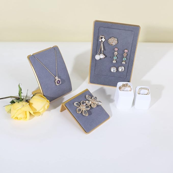 Velvet earrings holder for girls, Grey earring organizer board, Gold earring stand display for selling【Grey】 - Image 3