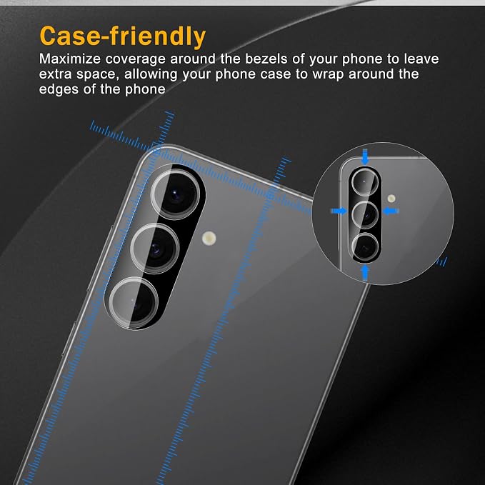 3 Pack Camera Lens Protector for Samsung Galaxy S24 Fe | Tempered Glass,Anti-Fingerprint,9H Hardness,Scratch Resistant,Easy to Install,Bubble Free,HD Clarity - Image 3