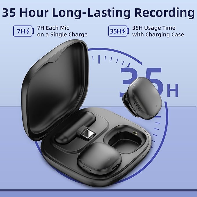 NPTCL Mini Wireless Microphone USB C for iPhone 17 16 15 iPad Android Phone | AI Noise Cancelling Clip on Lavalier Mic, 35H Charging Case, 328Ft Transmission for Video Recording Vlogging Podcasting - Image 3