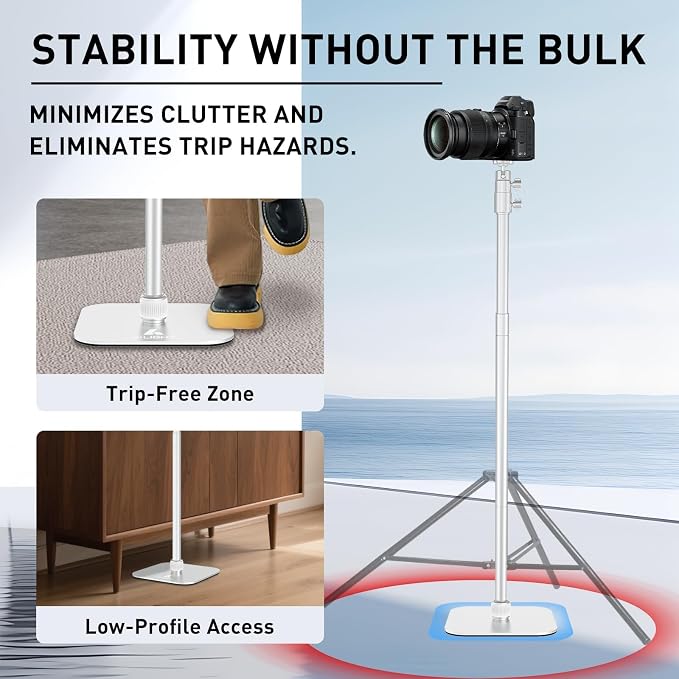 Ailight TS50 Camera Stand, 12.6 to 53.1 in Height, Universal 1/4" to 3/8" Screw Adapter with Swivel 360° Panoramic Ball Head, Light Stand Desk and Floor Mount for DSLR Cameras, Photograph Lights - Image 2
