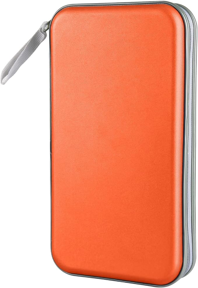 Siveit CD DVD Cases 96 Capacity Disc Storage Binder for Car(Orange) | Hard Plastic CD DVD Disc Cases Storage Binder Wallet for Car Home Office Travel by Siveit
