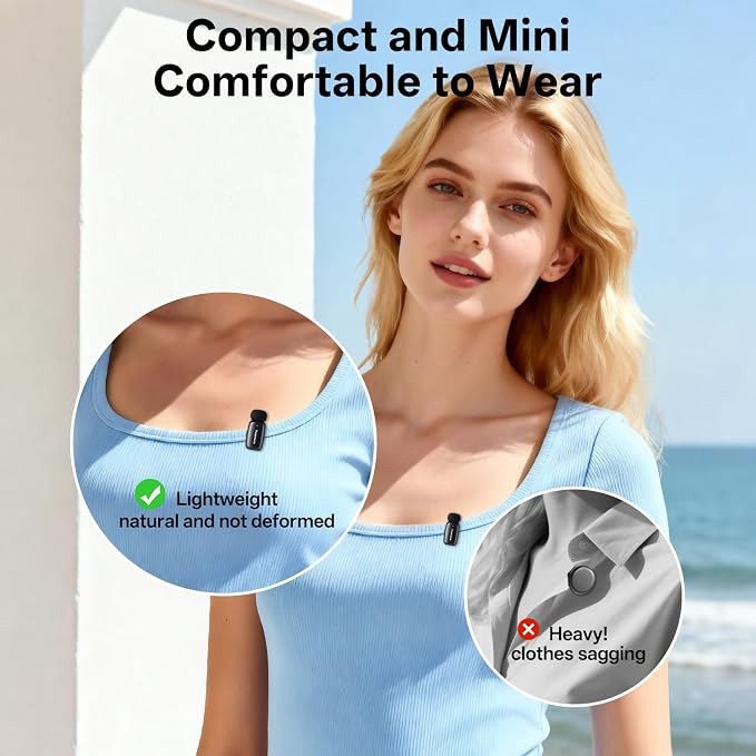 Mini Wireless Lavalier Microphone for iPhone ipad Android | Plug & Play, 131FT Range,with Noise Reduction, 33h Charging Case, for Content Creators,for iPhone Vlogging, Podcast - Image 5
