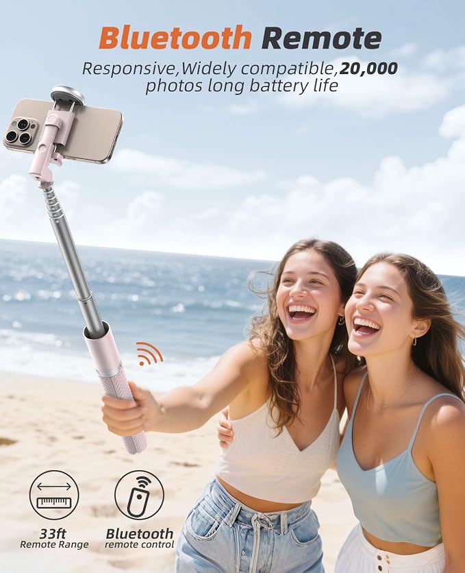 Tripod for iPhone, Selfie Stick with Remote, Stable & Durable Phone Tripod | Portable Travel Cell Phone Stand, Extendable All-in-1 Tripod for Video Recording Compatible with iPhone Android - Image 3