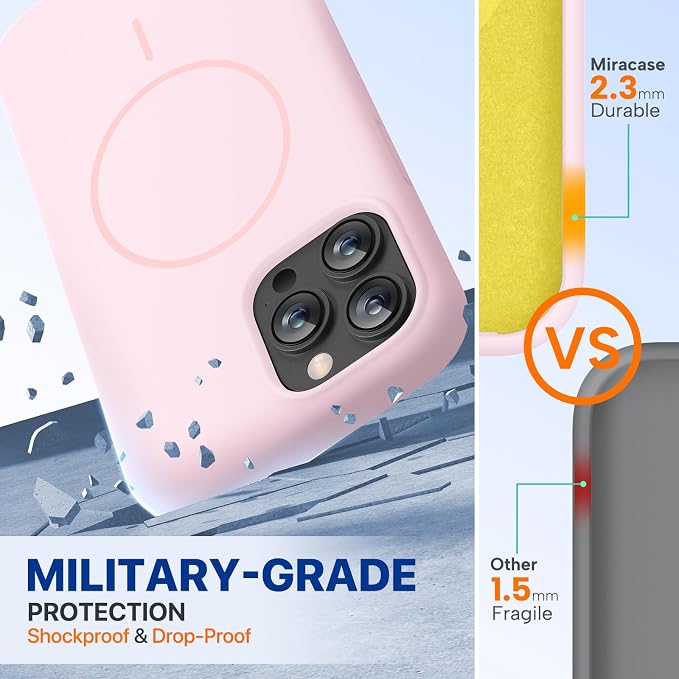 miracase Magnetic for iPhone 13 Pro Max Case, [Soft Anti-Scratch Microfiber Lining], Compatible with MagSafe, Liquid Silicone Shockproof Drop Protection Phone Case for 13 Pro Max, Sand Pink - Image 3