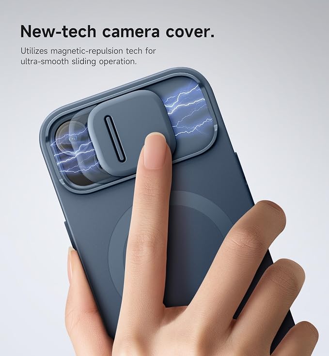 SURITCH for iPhone 13/14 Case with Magnetic Camera Slide Cover and Adjustable Kickstand, Compatible with MagSafe, Shockproof Bumper Case Slim Protective Cover for iPhone 13/14 6.1 Inch, Blue - Image 4