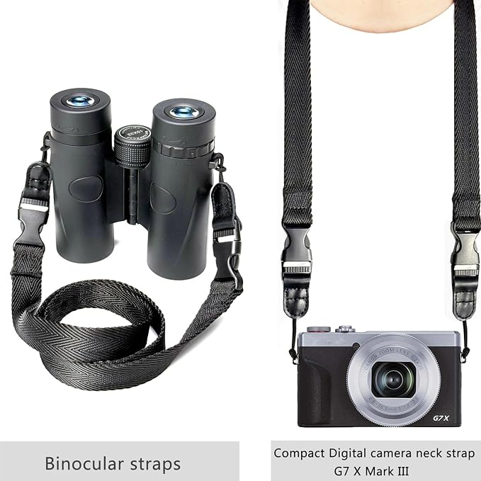 Camera Neck Straps Short,Binocular Strap with Quick Release Buckle,Washable,Black,39 Inch - Image 2