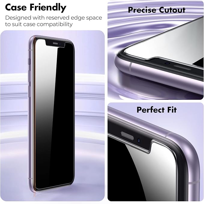 UNBREAKcable Privacy Screen Protector for iPhone 11/XR, 2-Pack | True 28° Anti-Spy, Shatterproof Tempered Glass, 9H Hardness, Easy Install, Bubble-Free, Anti-Scratch, Case Friendly - Image 5