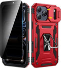 VEGO for iPhone 17 Pro Case with Slide Camera Cover and Kickstand Red | Privacy Screen Protector & Ring Kickstand Military Grade Heavy Duty Protection Cover for iPhone 17 Pro - Red by VEGO