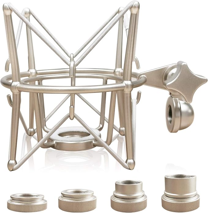 Microphone Shock Mount Mic Holder - Anti Vibration Spider Shockmount Compatible with Many Condenser Mics Like AT2020 MXL 770 MXL 990 Samson C01 Rode Procaster NT1-A Neumann U87 etc. by Boseen