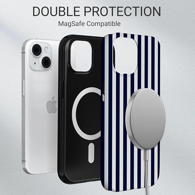 TPU Phone Case for iPhone 15, MagSafe Wireless Charging Compatible, Shockproof Slim Fit Protective Cover with Anti-Yellowing & Raised Camera Protection (Stripe 3, iPhone 15) - Image 6
