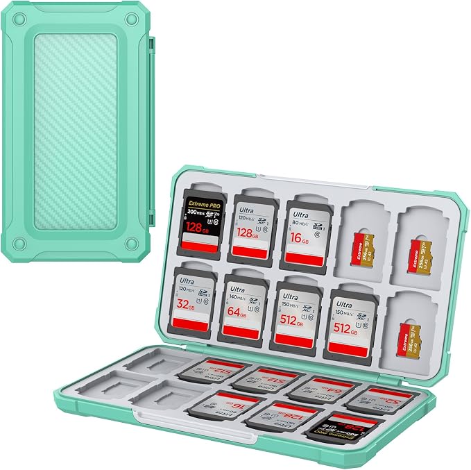 SD Card Case with 40 Precise Card Slots for SDXC Micro SD Cards | Hard ABS Shell & Soft Silicone , Precise 40 Card Slots,Magnetic Closure,Portable Memory Card Holder for Daily Travel by Unknown
