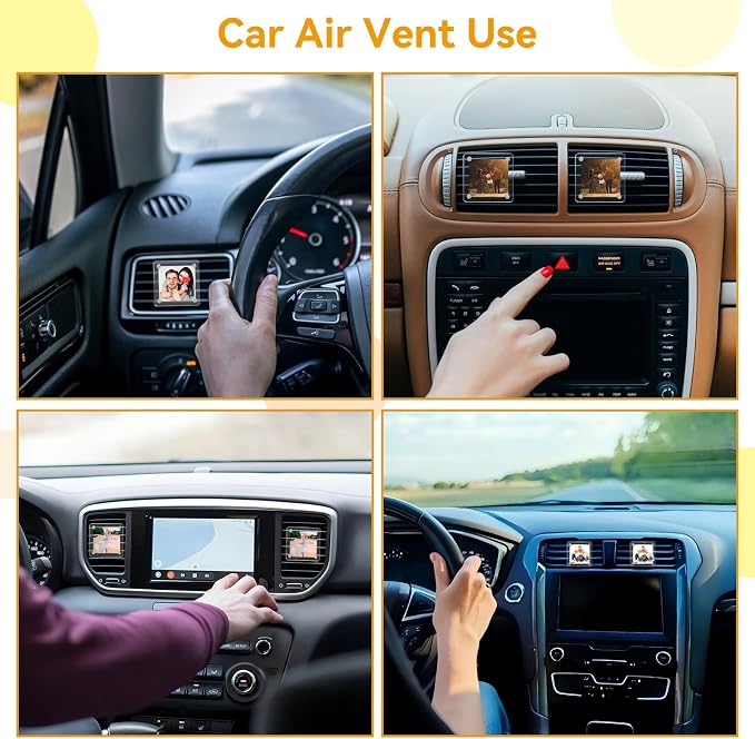 Gift for Dad & Grandpa - 2 Pack Car Air Vent Photo Holder for Father's Day, Dashboard Vent Personalized Acrylic Clip-on Picture Frame, Magnetic Photo Display Frames for Family, Couples, Safe Driving Presents 2.36"x2.36" - Image 3