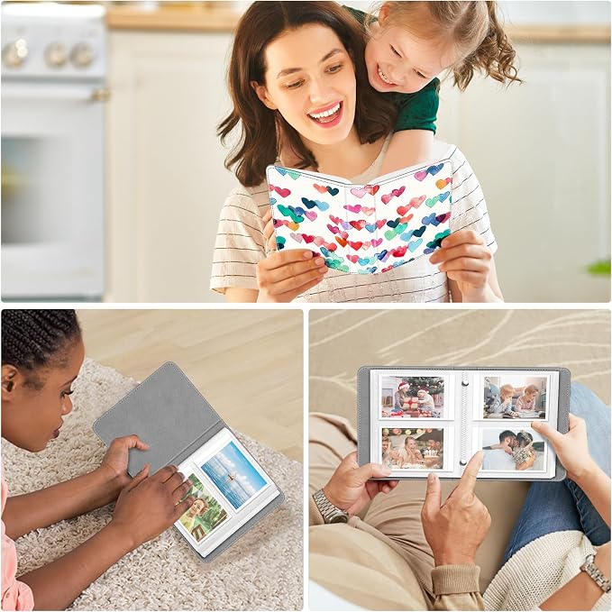 Fintie Mini Photos Album Book for 2x3 Inch Films - 104 Pockets Small Albums | For Fujifilm Instax Mini 13/12/11/99/40/Evo/Se/7+/Liplay Instant Camera, Photos Keepsakes, Kids Memory Book, Raining Hearts - Image 7