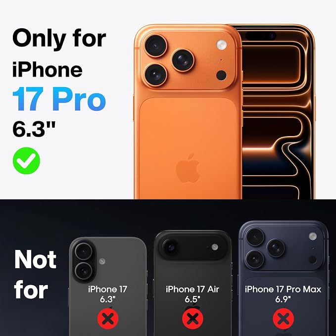 Camera Lens Protector (2 Pack) Compatible with iPhone 17 Pro 6.3" Camera Lens Cover Protection, 9H Tempered Glass, HD Clear Anti-Scratch, Triple-Lens, Clear Shield, Case Friendly - Image 2