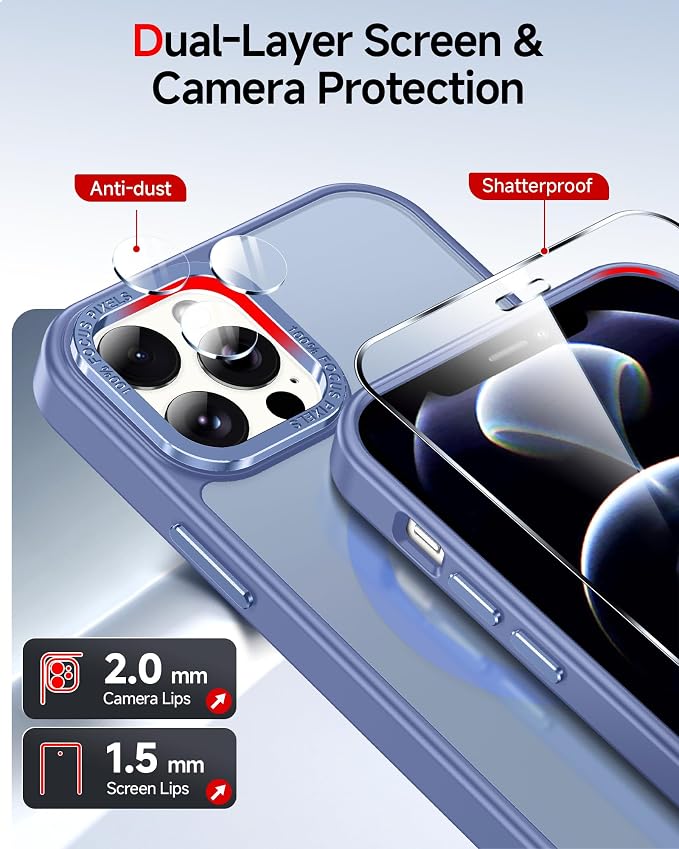 LeYi for iPhone-12-Pro-Max Case Blue: Compatible with Magsafe [ Screen Protector X2+ Camera Cover X2] i Phone 12 Promax Cases Funda para12Pro Max Magnetic Protective Heavy Duty Slim, Light Blue - Image 4