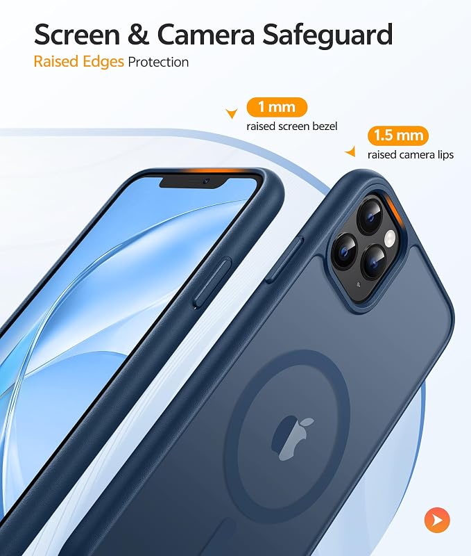 FNTCASE for iPhone 11 Pro Max Case, Fit for Magsafe, Translucent Matte Back | Magnetic Phone Cases, 14FT Military Grade Drop Protection, Slim Shockproof Protective Cover, Blue - Image 4