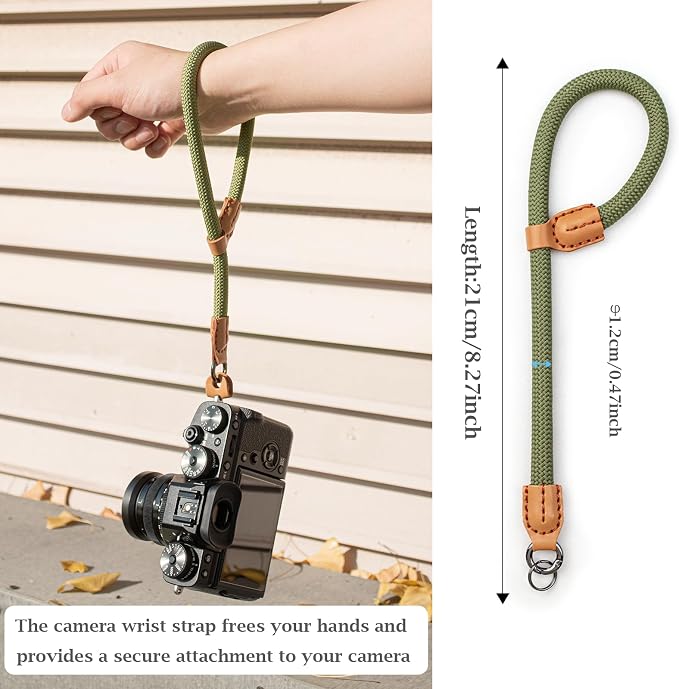 VOVMOEYA Rope Camera Wrist Strap,Camera Hand Strap Compatible with A6400 A6000 A7 IV,for Fujifilm X100V for Nikon Zf Z30 for Canon EOS R6 R7 R8 R10 Camera Wrist Straps for dslr - Green - Image 3
