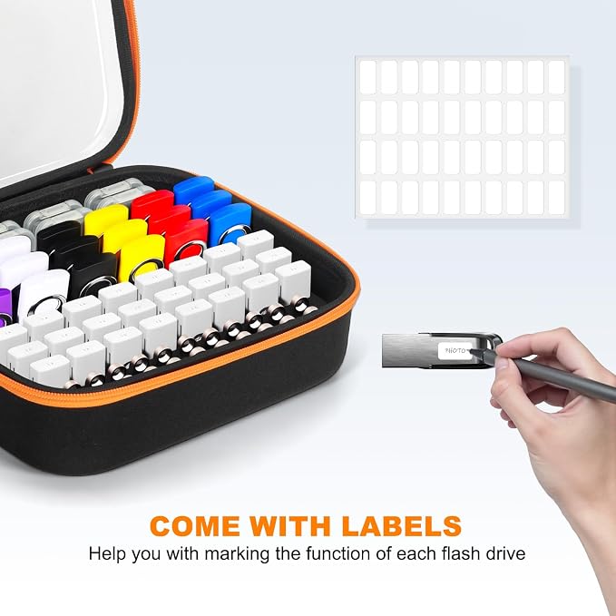 USB Flash Drive Case USB Storage with Labels, 72 Slots Thumb Drive Cases, Memory Card Case for USB Flash Drives, USB Holder Flash Drive Organizer Fits for Samsung/Sandisk/SamData/Lexar Jump Drive - Image 2