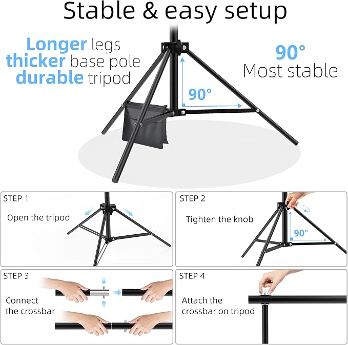 Photo Backdrop Stand 9ft x 10ft Photograhy Adjustable Background Stands Support Kit with Carry Bag for Photo Studio, Photoshoot, Parties, Photographic Equipments - Image 4