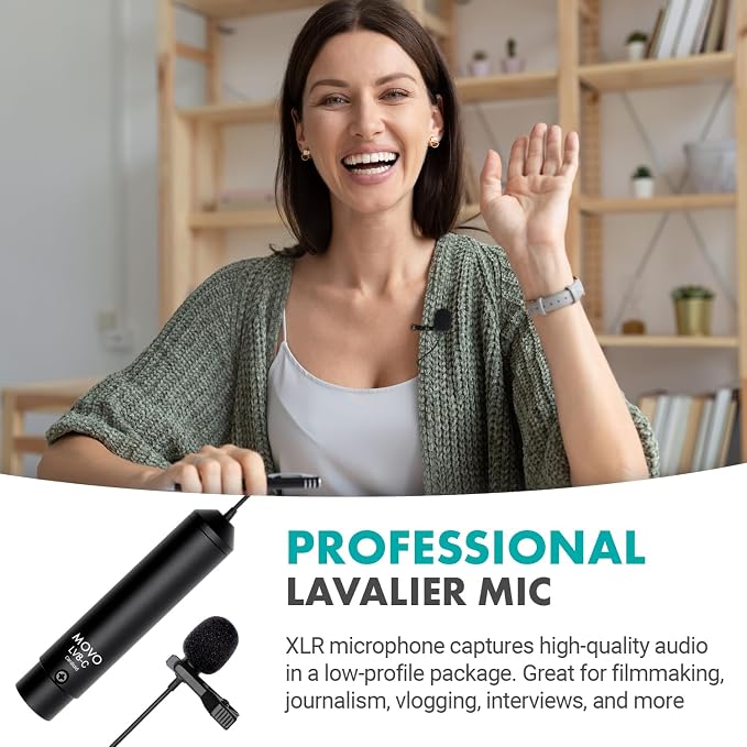 Movo LV8-C Broadcast-Quality XLR Lavalier Cardioid Condenser Wired Microphone with 12mm Mic Capsule for Accurate Voice Recording - Kit Includes Lapel Clip, Case and Windscreen - Image 2