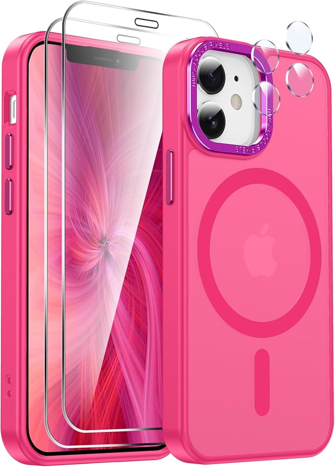 LeYi for iPhone-13 Mini Phone Case/iPhone-12 Mini Case:[ Screen Protector X2+ Camera Cover X2] Compatible with Magsafe i 13mini 12mini Cases Slim Magnetic Protective Rugged Fundas para, Hot Pink - Image 7