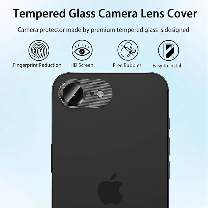 (3 Pack) Camera Lens Protector for iPhone 17e / iPhone 16e | Aluminum Alloy Sapphire Glass Camera Screen,Anti Scratch, Bubble Free,Tempered Glass Screen Protecto - Black - Image 6