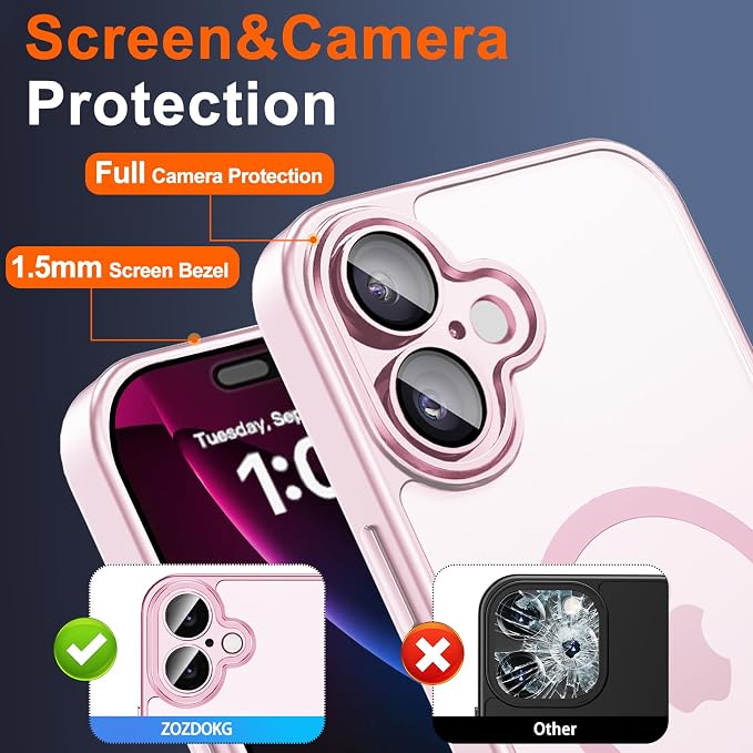 Magnetic for iPhone 17 Case with Privacy Screen Protector, Pink | Full Camera Protection, Compatible with MagSafe, Translucent Matte Shockproof Phone Cover for iPhone 17 Women Girls - Image 7