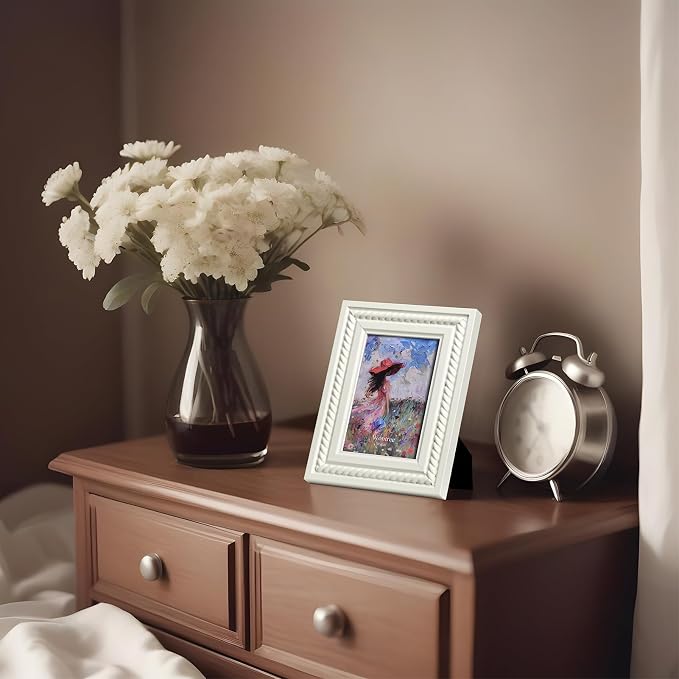 4x6 Picture Frame in Gray with Classic Rope Trim, Solid Wood with Real Glass, Vertical and Horizontal Desk Tabletop or Wall Hanging - Image 7